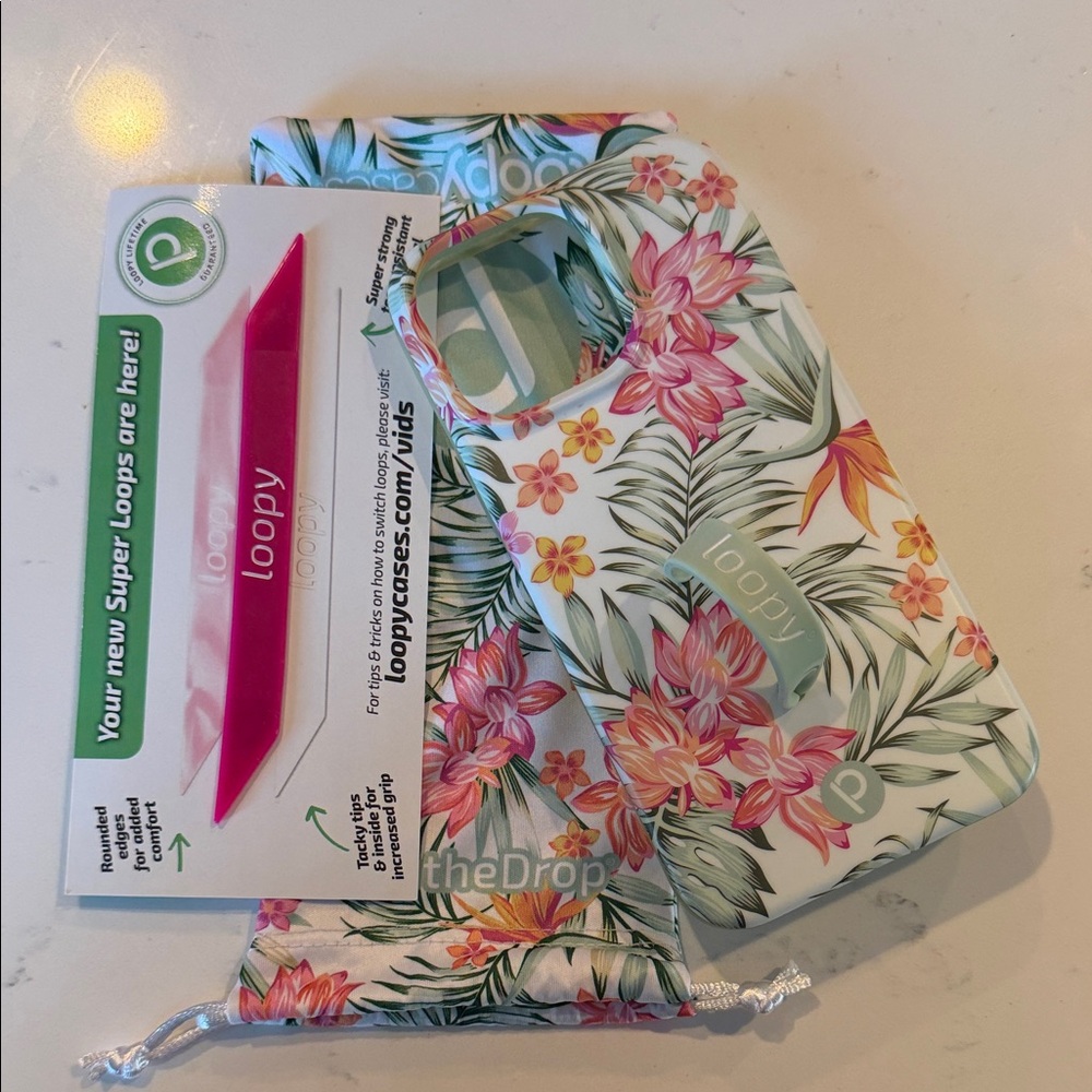 Loopy Case Floral Phone Case with Pink and Green Design for iPhone 15 Pro Max